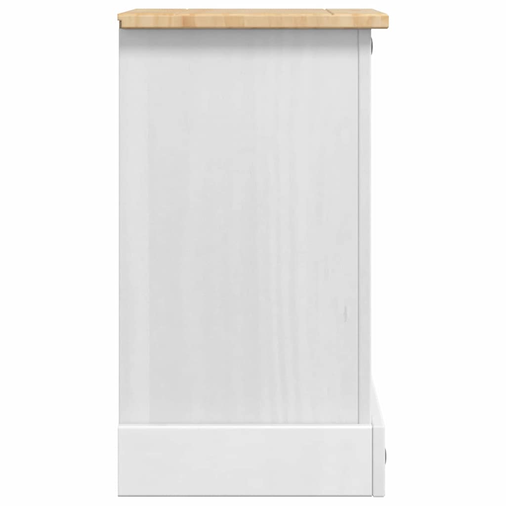 Nachttisch Corona Weiß 35 x 32,5 x 58 cm Massives Kiefernholz
