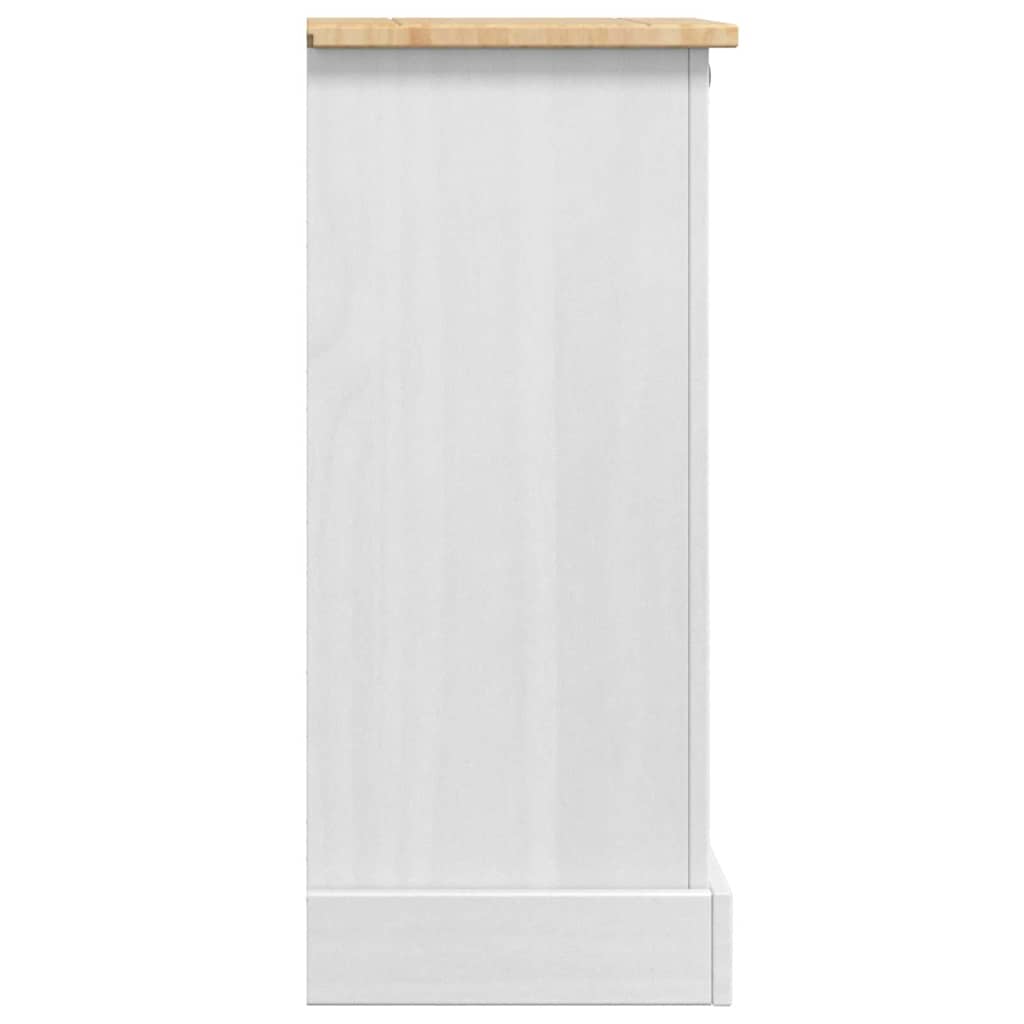 Nachttisch Corona Weiß 35 x 32,5 x 74 cm Massives Kiefernholz