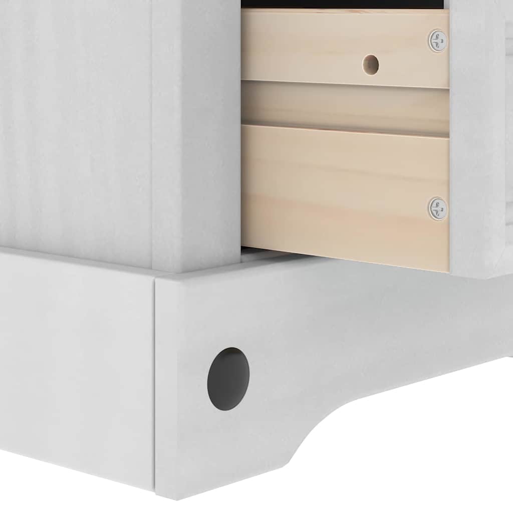 Nachttisch Corona Weiß 53 x 39 x 47 cm Massives Kiefernholz