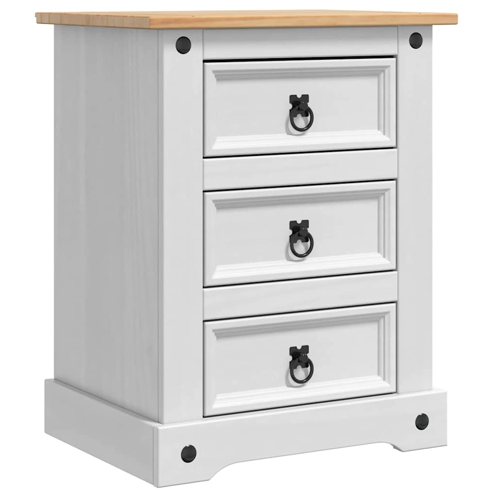 Nachttisch Corona Weiß 53 x 39 x 66 cm Massives Kiefernholz