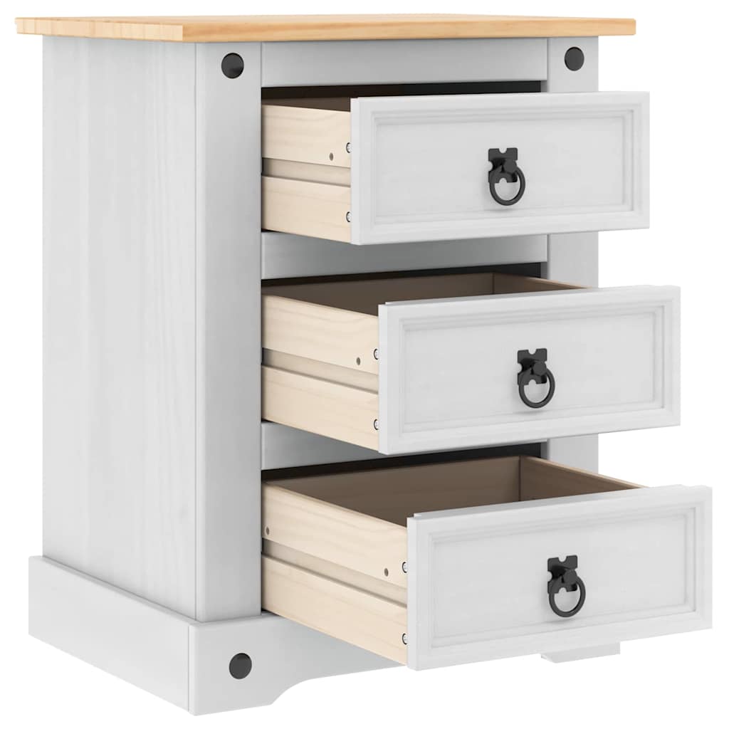 Nachttisch Corona Weiß 53 x 39 x 66 cm Massives Kiefernholz
