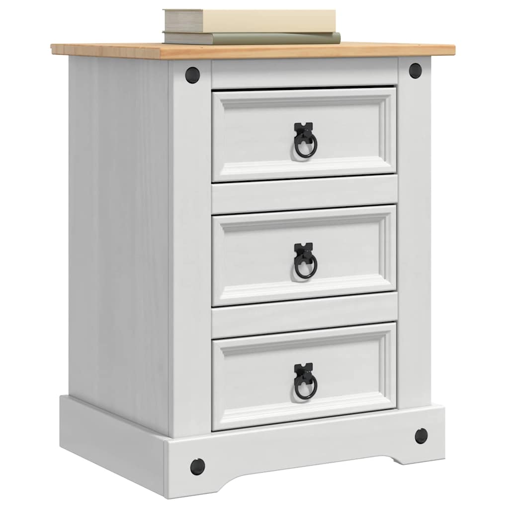 Nachttisch Corona Weiß 53 x 39 x 66 cm Massives Kiefernholz