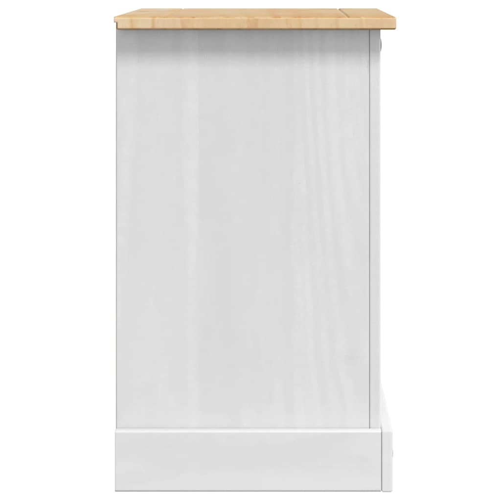 Nachttisch Corona Weiß 53 x 39 x 66 cm Massives Kiefernholz