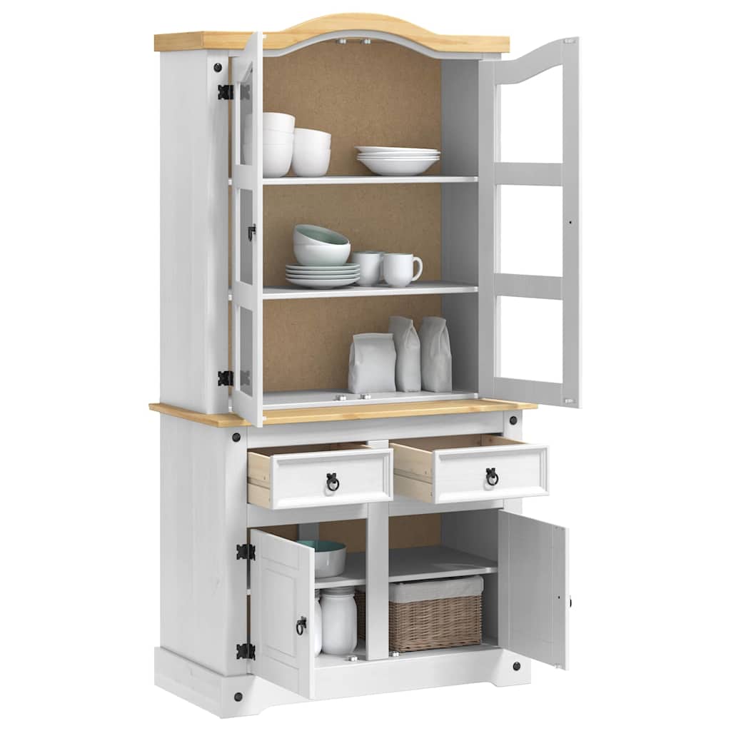 Sideboard Corona Weiß 100 x 48,5 x 179 cm Massives Kiefernholz