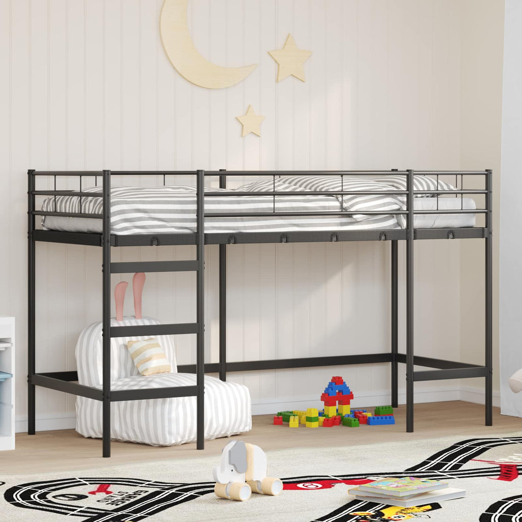 Kinderloftbett Schwarz 74,5 x 190 cm Stahl