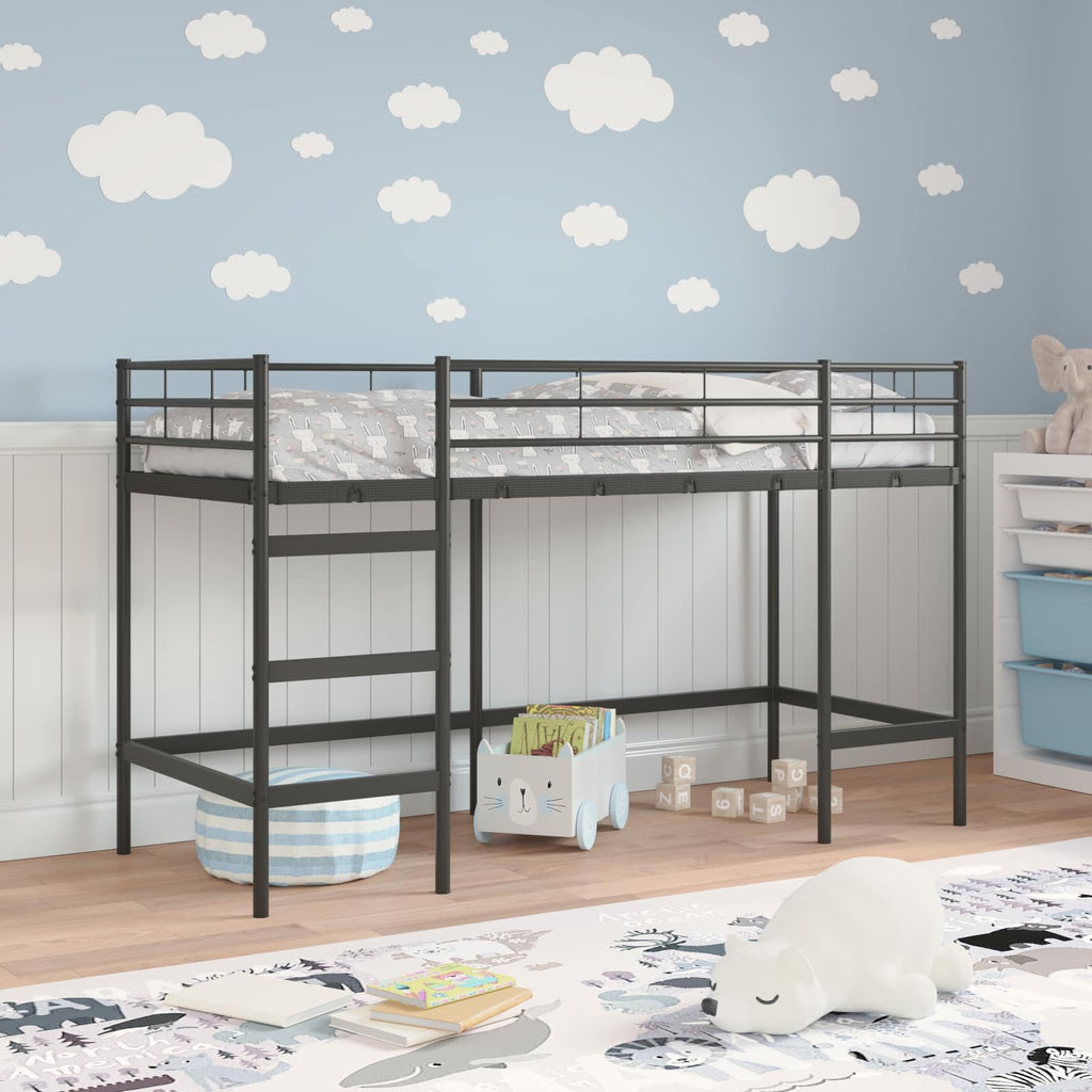 Kinderloftbett Schwarz 74,5 x 190 cm Stahl