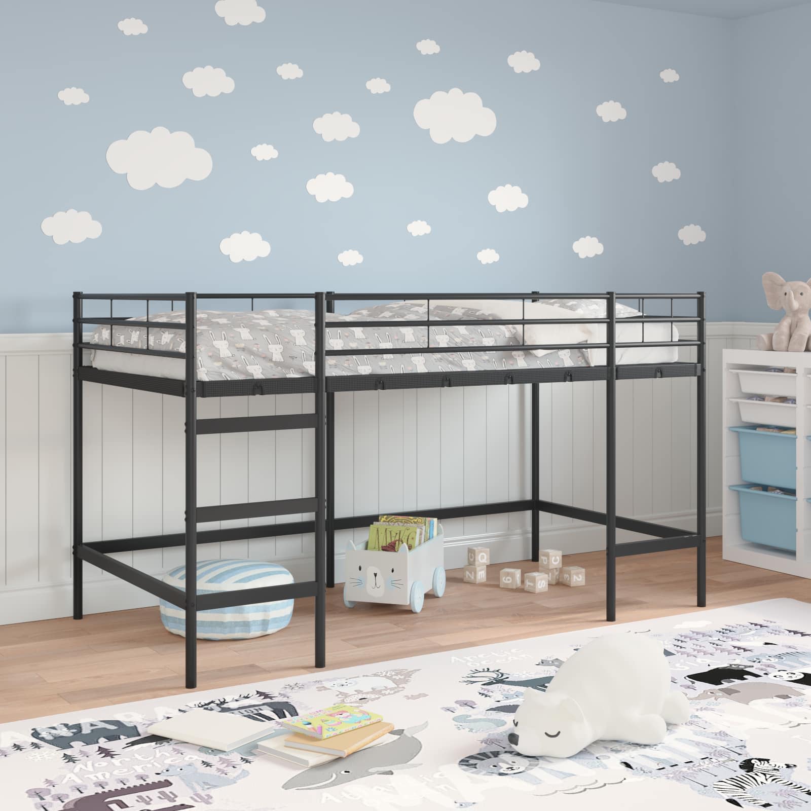 Kinderloftbett Schwarz 79,5 x 200 cm Stahl