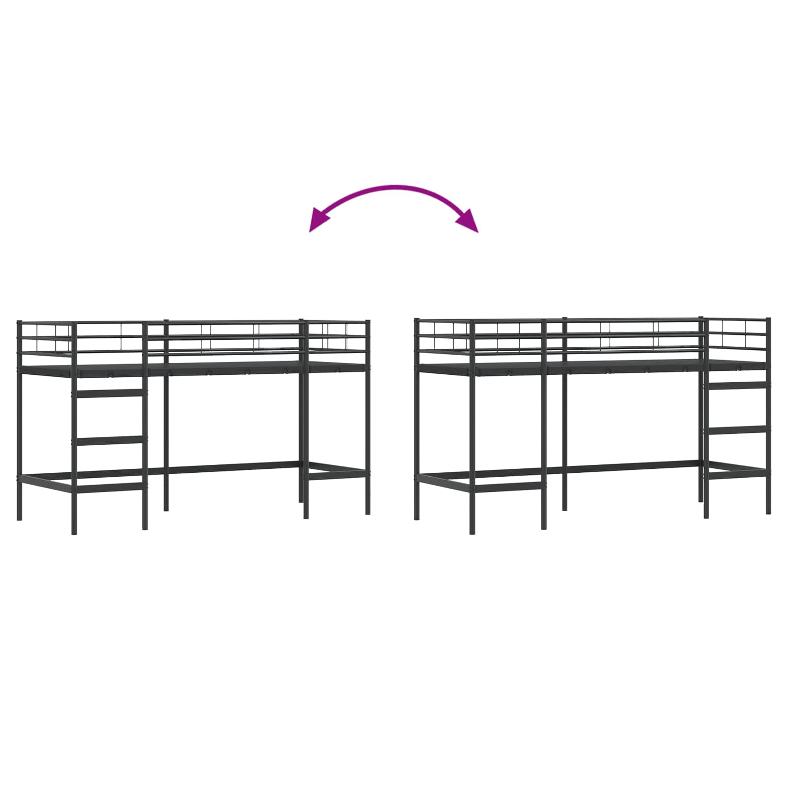 Kinderloftbett Schwarz 90 x 190 cm Stahl