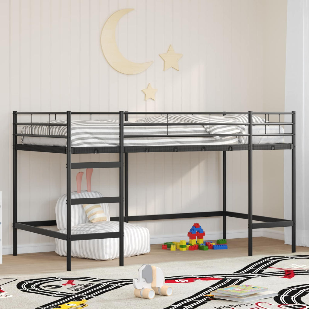 Kinderloftbett Schwarz 90 x 200 cm Stahl
