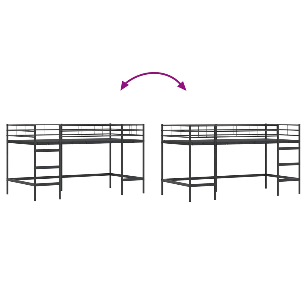 Kinderloftbett Schwarz 90 x 200 cm Stahl