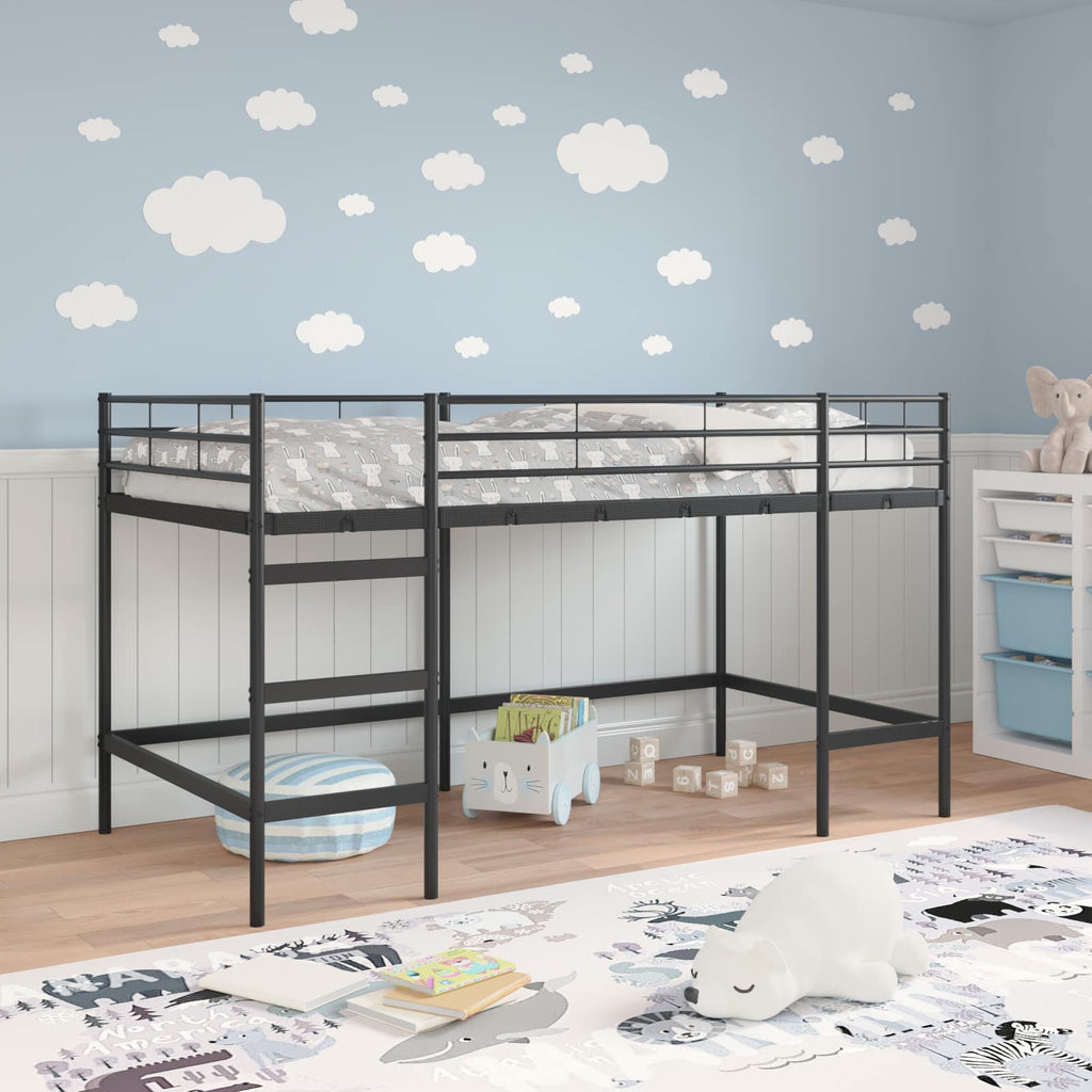 Kinderloftbett Schwarz 107 x 200 cm Stahl
