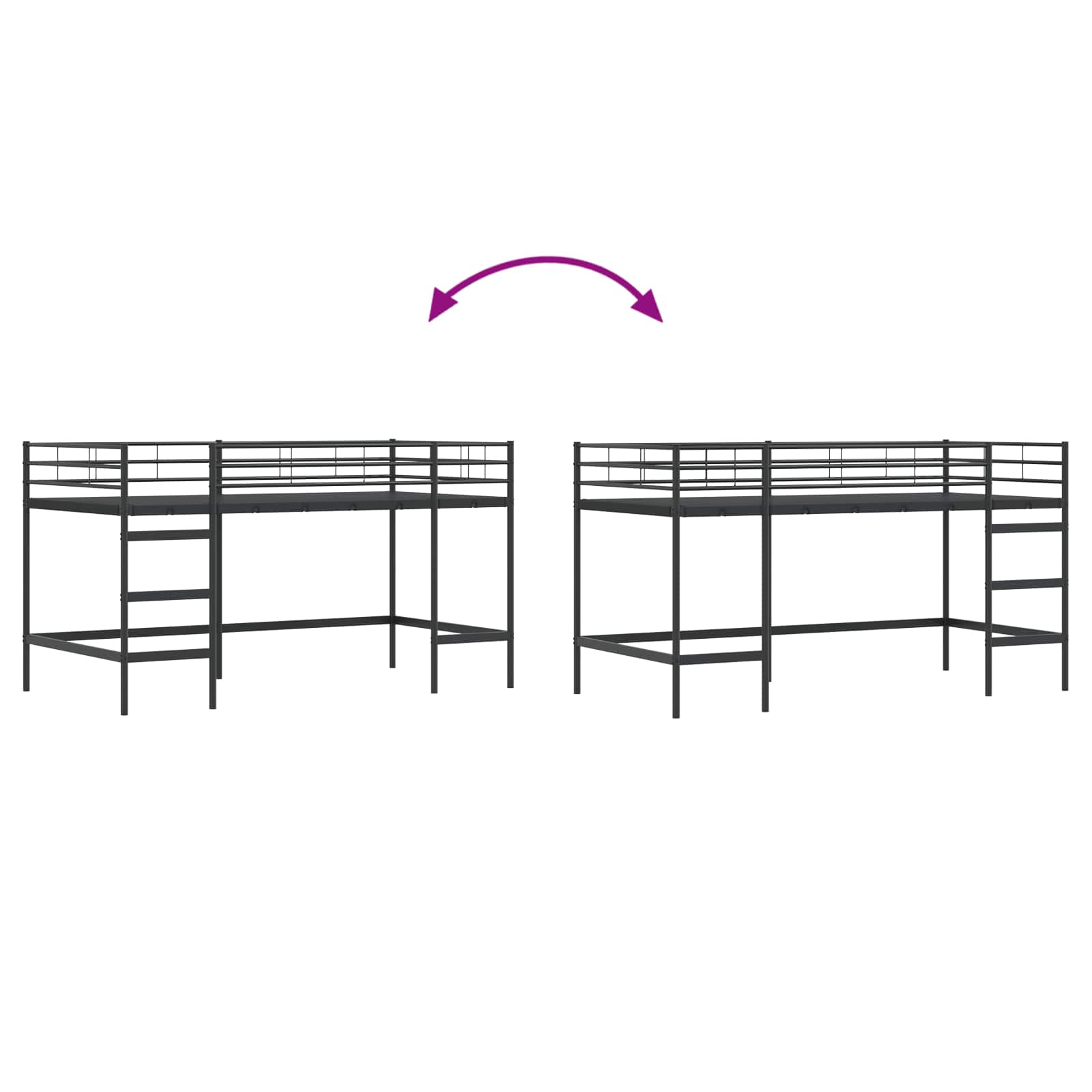 Kinderloftbett Schwarz 107 x 200 cm Stahl