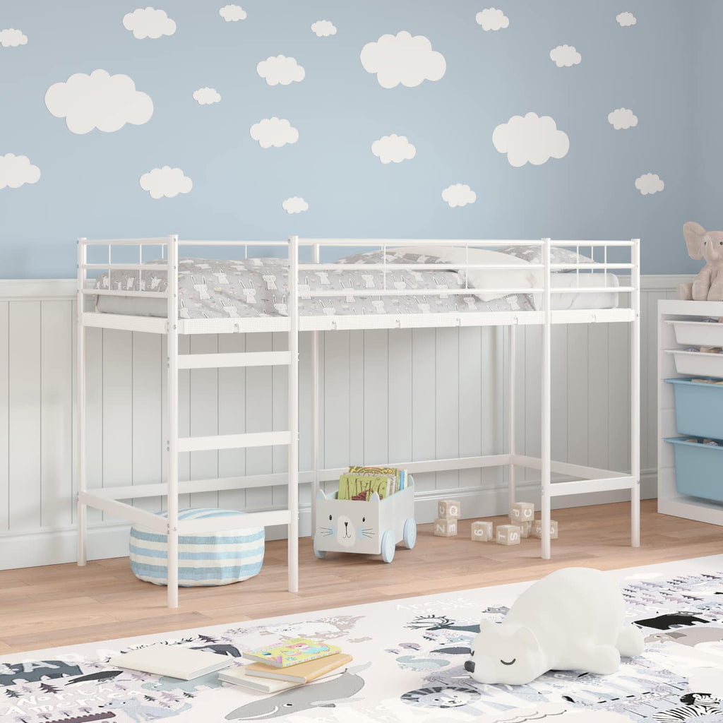 Kinderloftbett Weiß 90 x 190 cm Stahl
