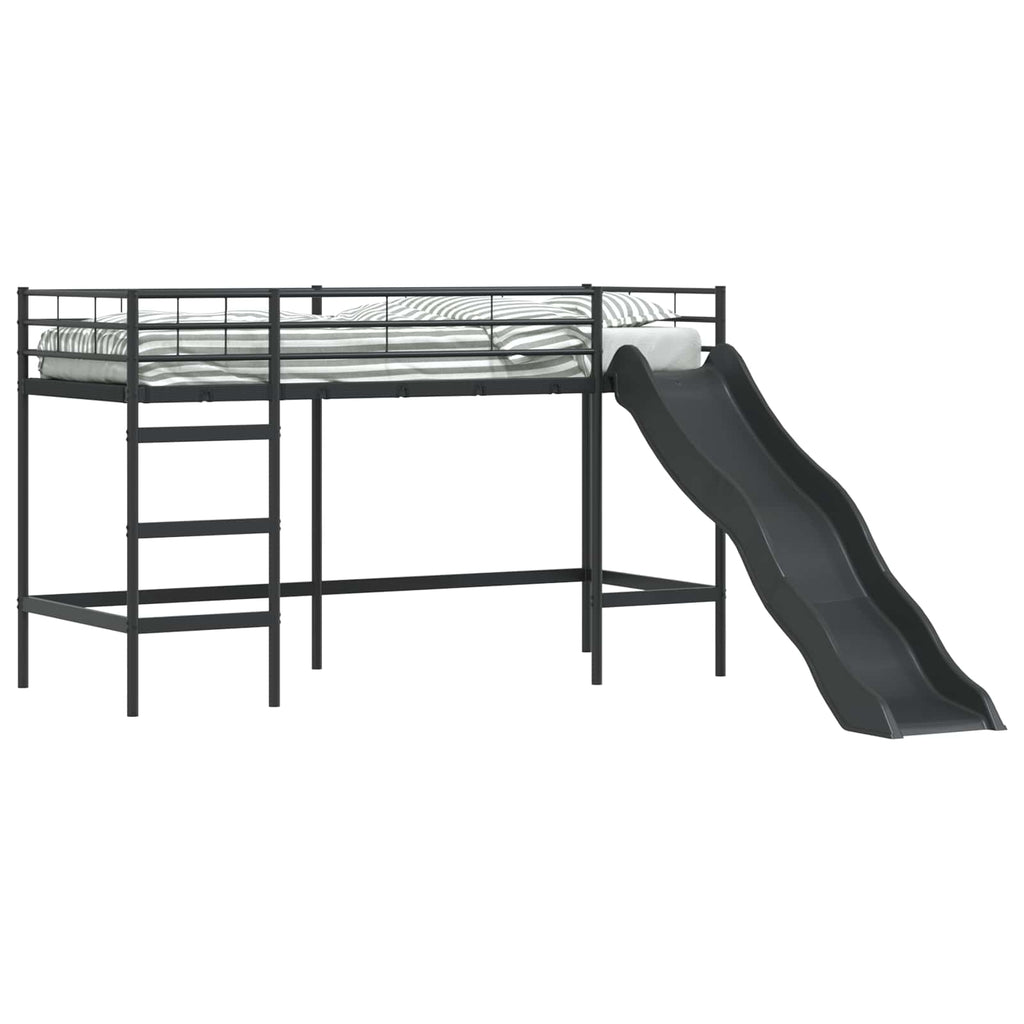 Kinder-Loftbett mit Rutsche Schwarz und Anthrazit 75 x 190 cm