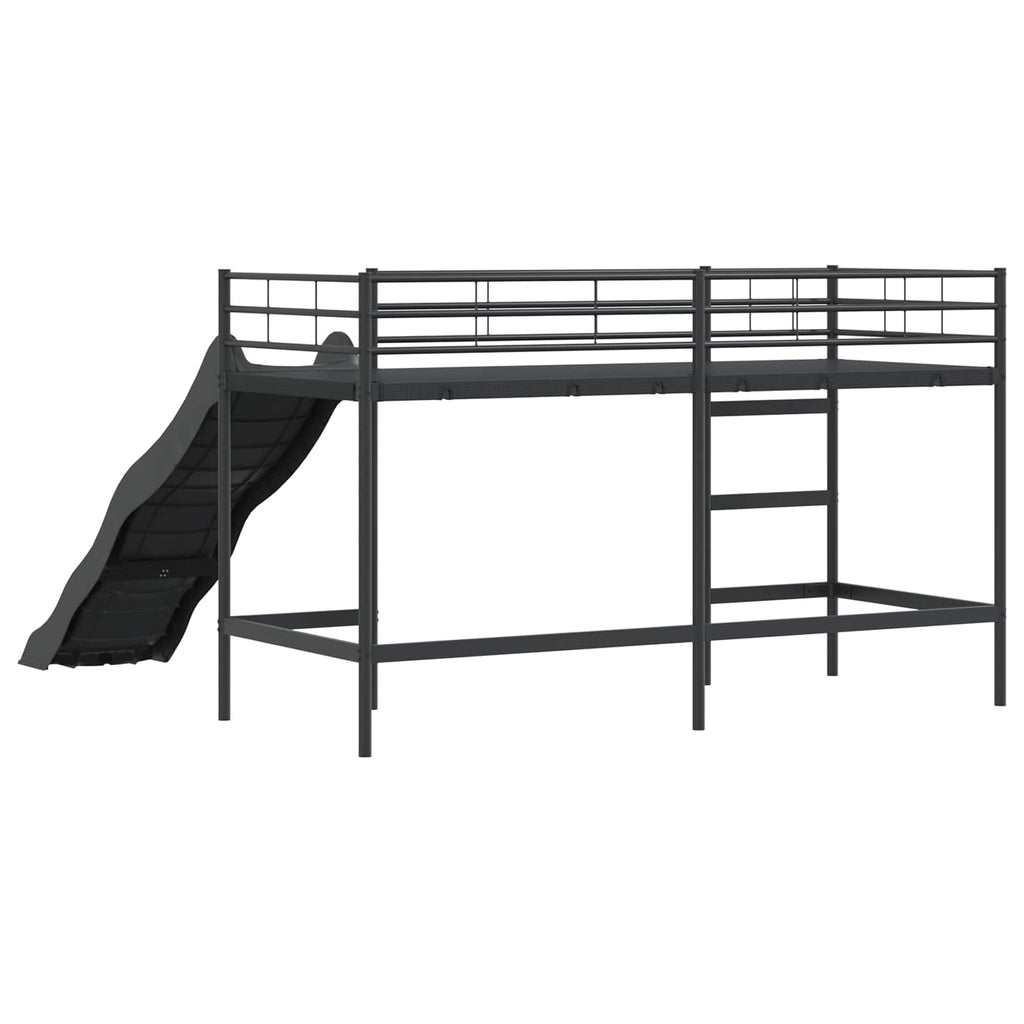 Kinder-Loftbett mit Rutsche Schwarz und Anthrazit 75 x 190 cm