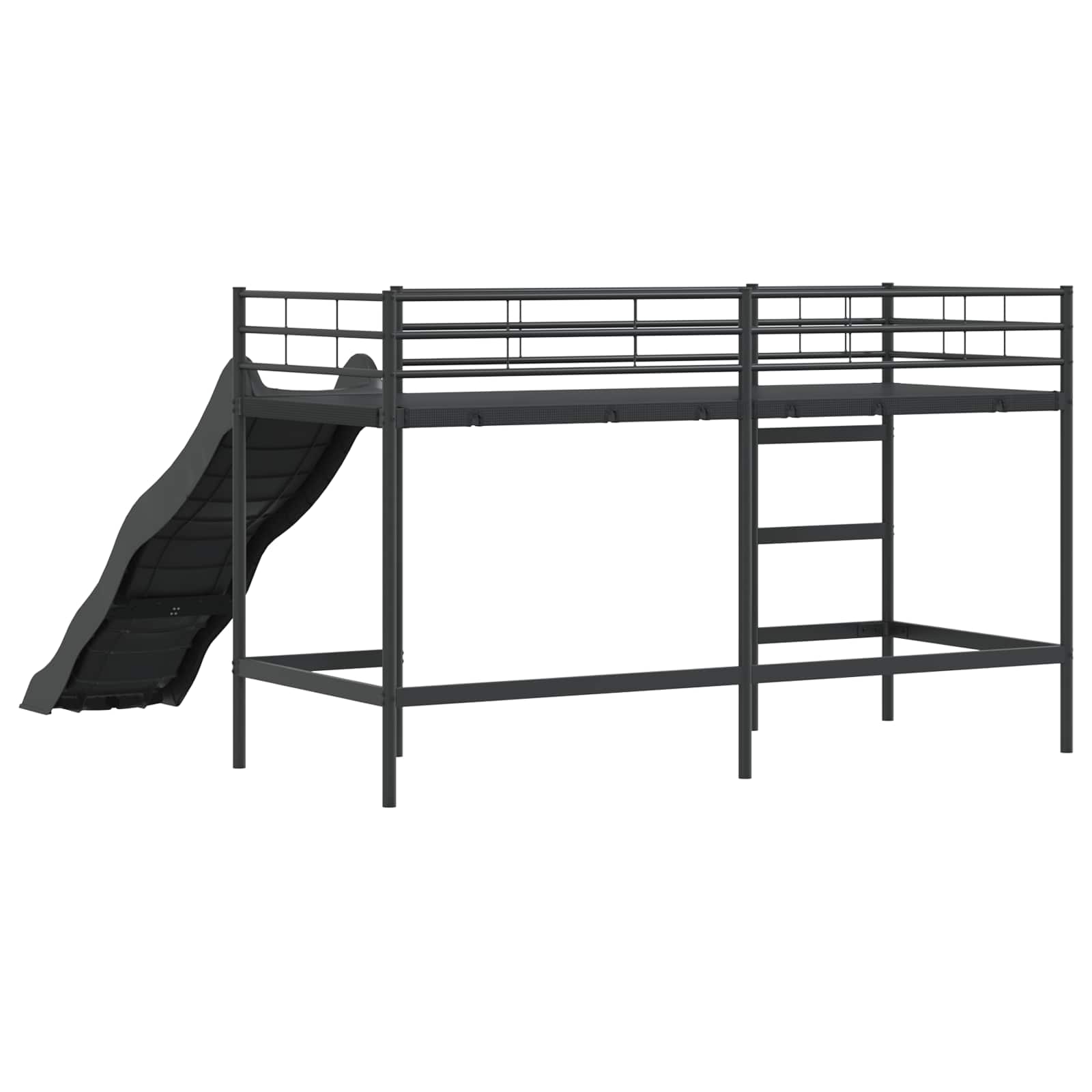 Kinder-Loftbett mit Rutsche Schwarz und Anthrazit 75 x 190 cm