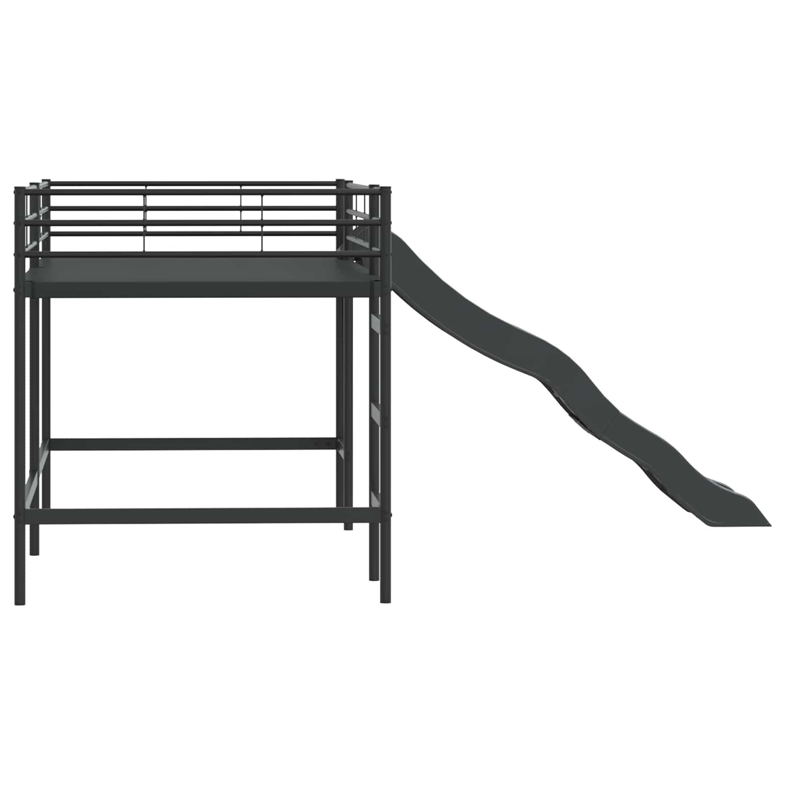Kinder-Loftbett mit Rutsche Schwarz und Anthrazit 80 x 200 cm
