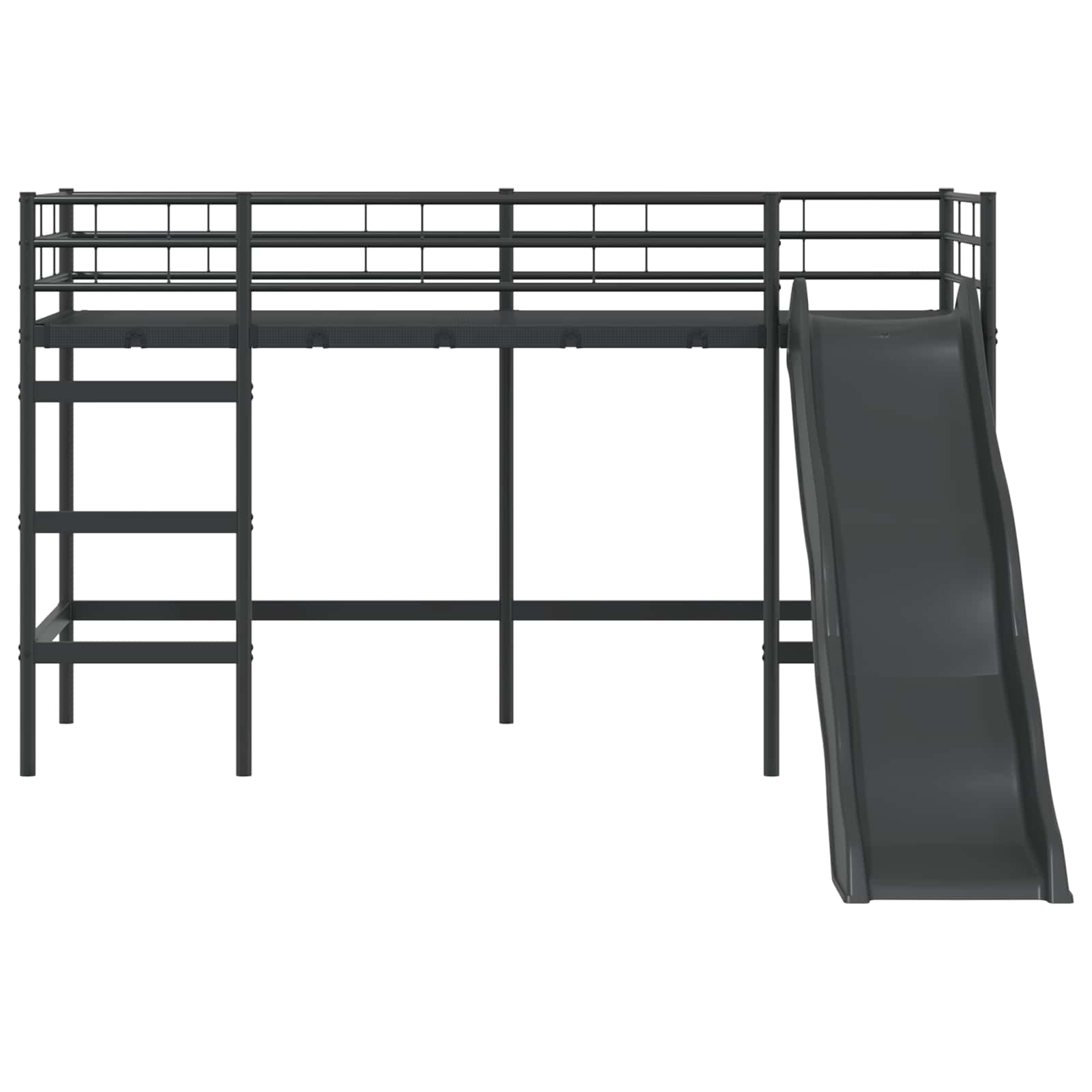 Kinder-Loftbett mit Rutsche Schwarz und Anthrazit 90 x 190 cm