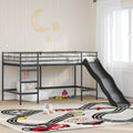 Kinder-Loftbett mit Rutsche Schwarz und Anthrazit 90 x 200 cm