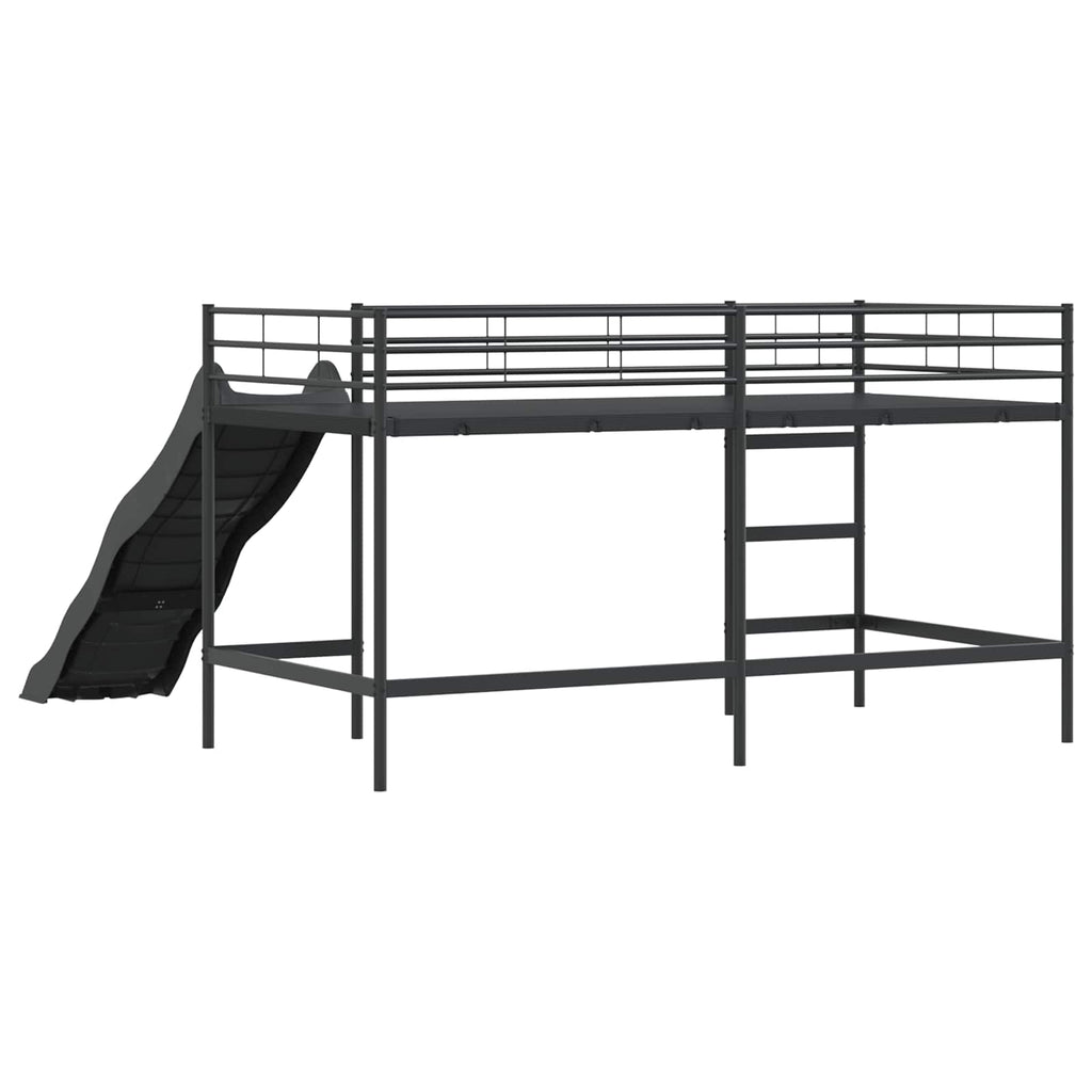 Kinder-Loftbett mit Rutsche Schwarz und Anthrazit 90 x 200 cm