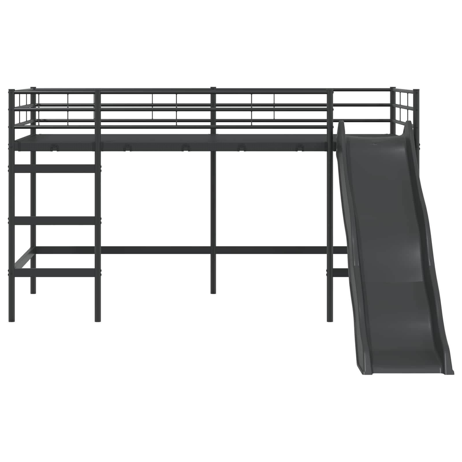 Kinder-Loftbett mit Rutsche Schwarz und Anthrazit 100 x 200 cm