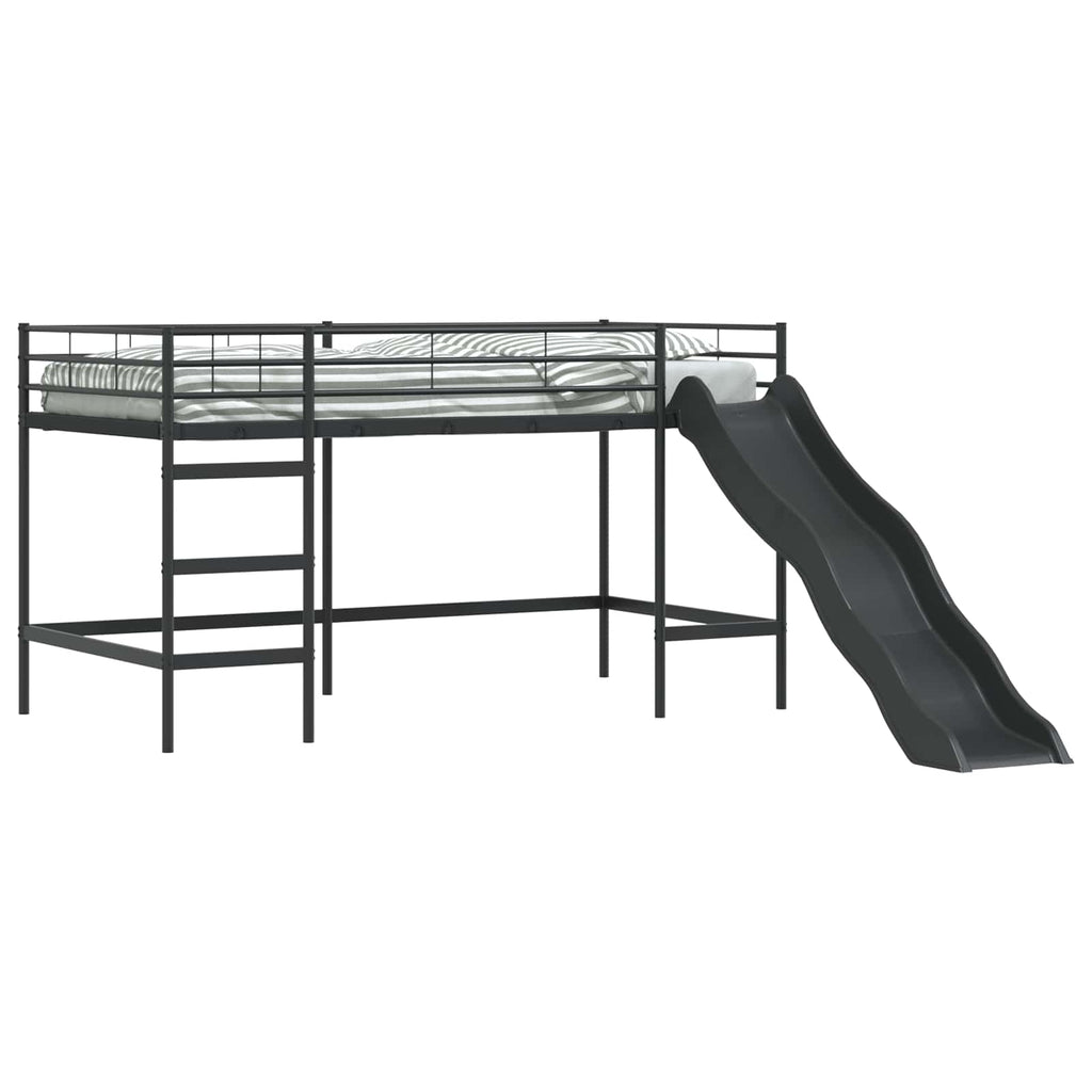 Kinder-Loftbett mit Rutsche Schwarz und Anthrazit 107 x 200 cm