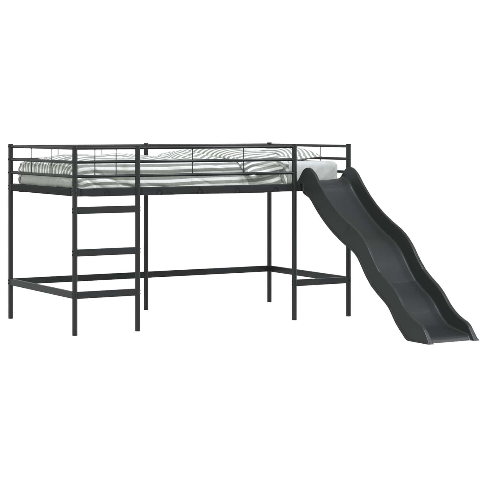 Kinder-Loftbett mit Rutsche Schwarz und Anthrazit 107 x 200 cm