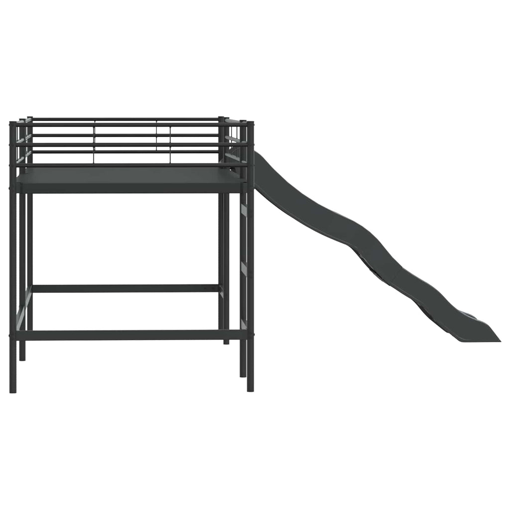Kinder-Loftbett mit Rutsche Schwarz und Anthrazit 107 x 200 cm