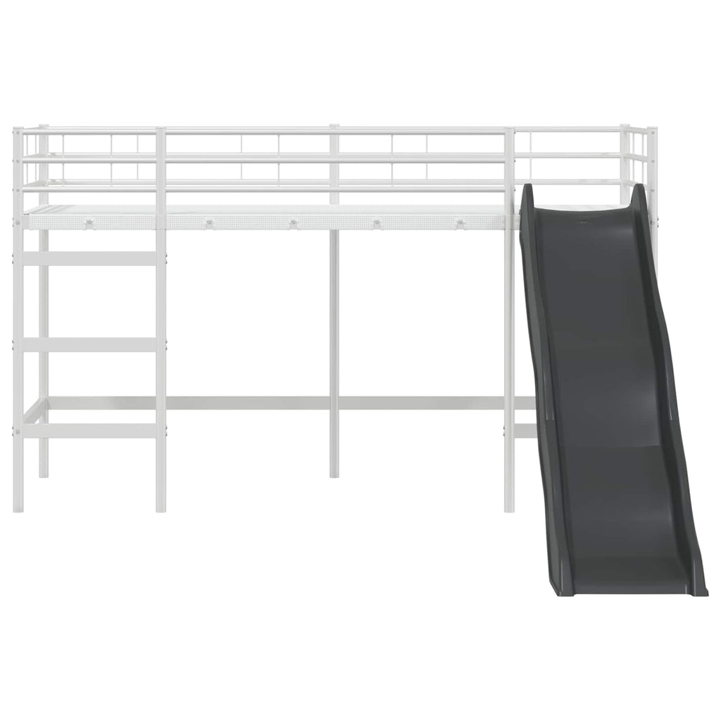 Kinder-Loftbett mit Rutsche Weiß und Anthrazit 75 x 190 cm