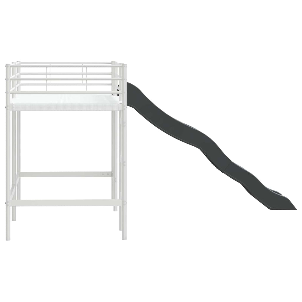 Kinder-Loftbett mit Rutsche Weiß und Anthrazit 75 x 190 cm