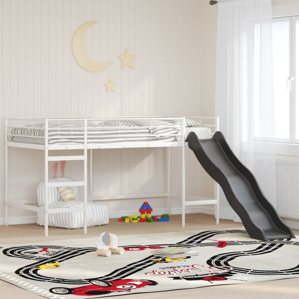 Kinder-Loftbett mit Rutsche Weiß und Anthrazit 80 x 200 cm