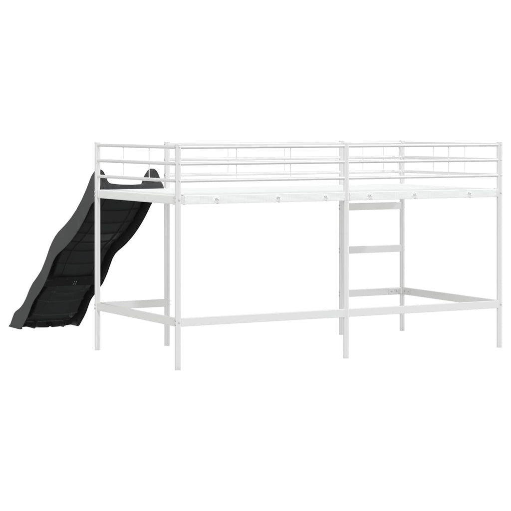 Kinder-Loftbett mit Rutsche Weiß und Anthrazit 80 x 200 cm