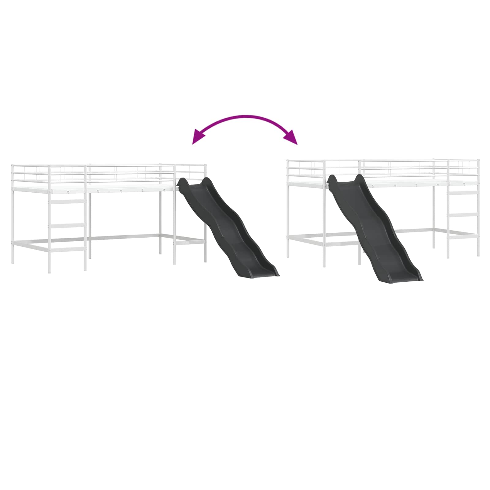 Kinder-Loftbett mit Rutsche Weiß und Anthrazit 80 x 200 cm