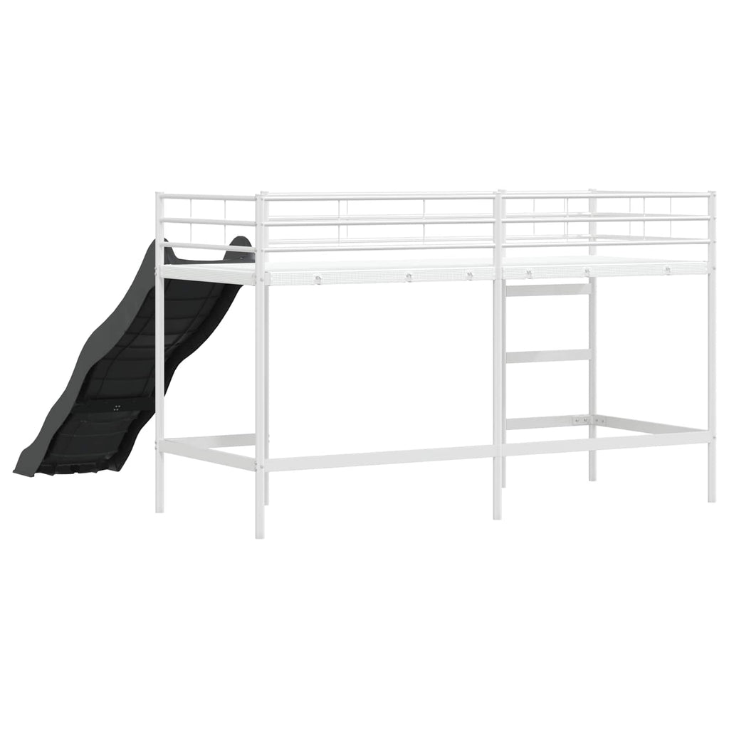 Kinder-Loftbett mit Rutsche Weiß und Anthrazit 100 x 190 cm