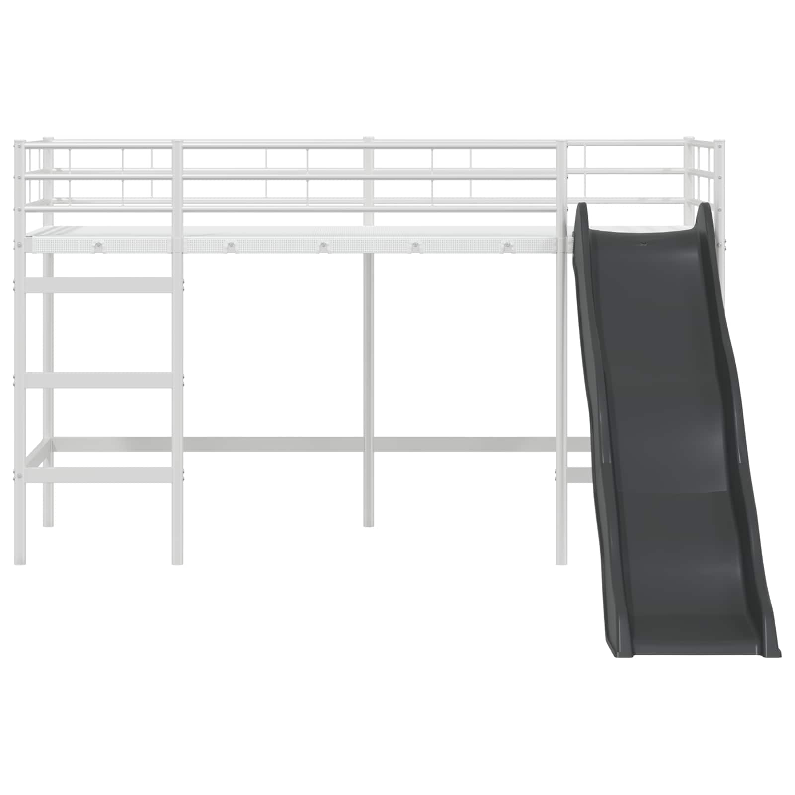 Kinder-Loftbett mit Rutsche Weiß und Anthrazit 100 x 190 cm