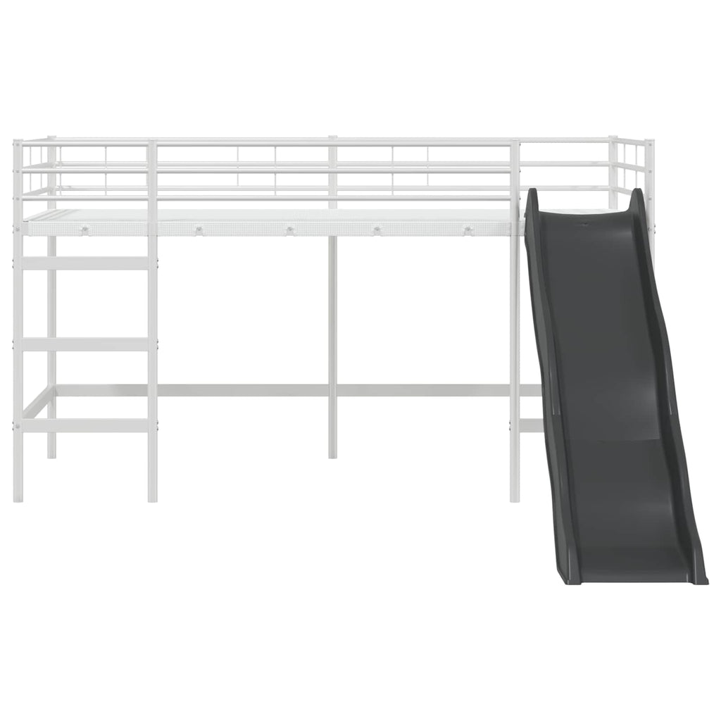 Kinder-Loftbett mit Rutsche Weiß und Anthrazit 100 x 200 cm