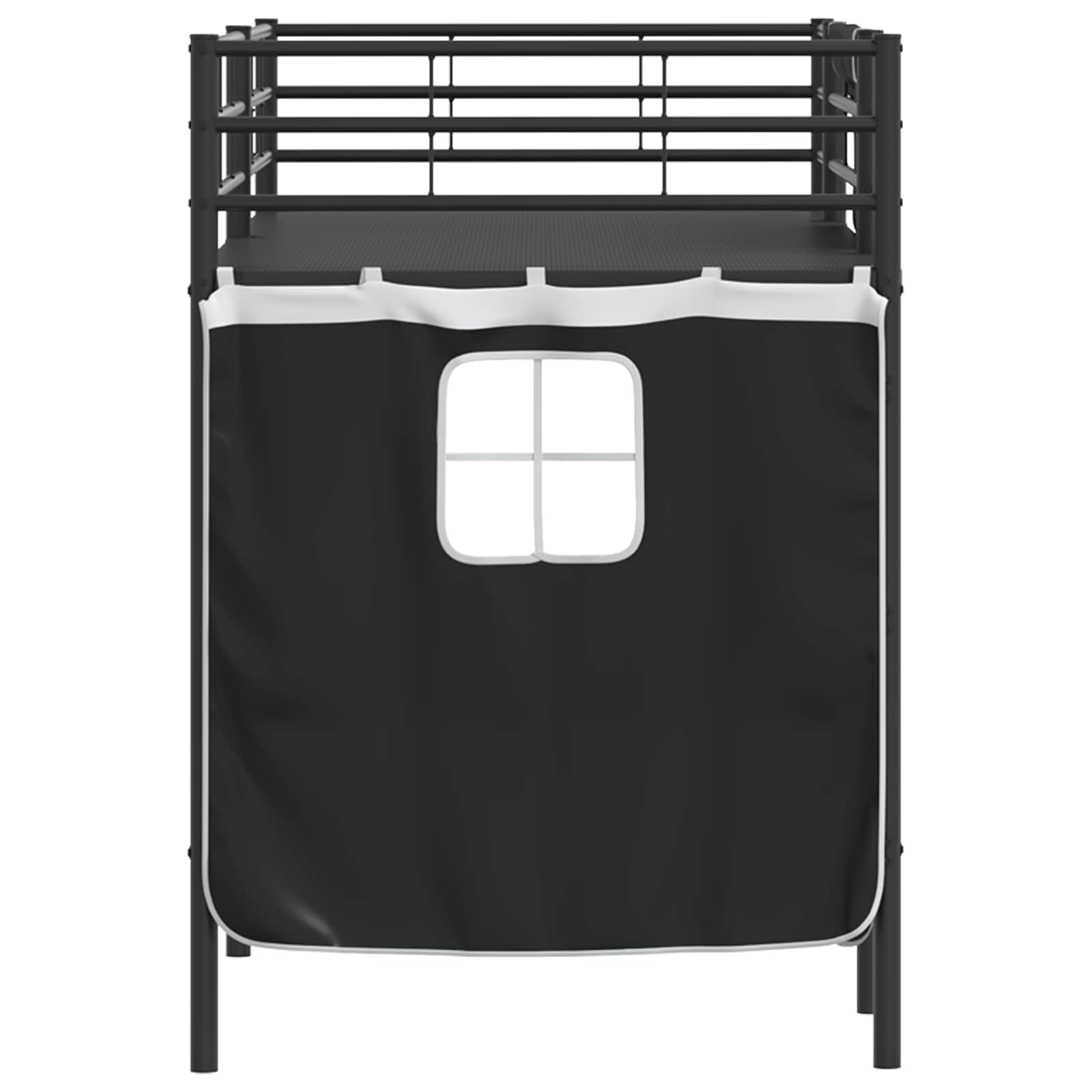 Kinder Loft Bettgestell mit Vorhängen Schwarz 75 x 190 cm