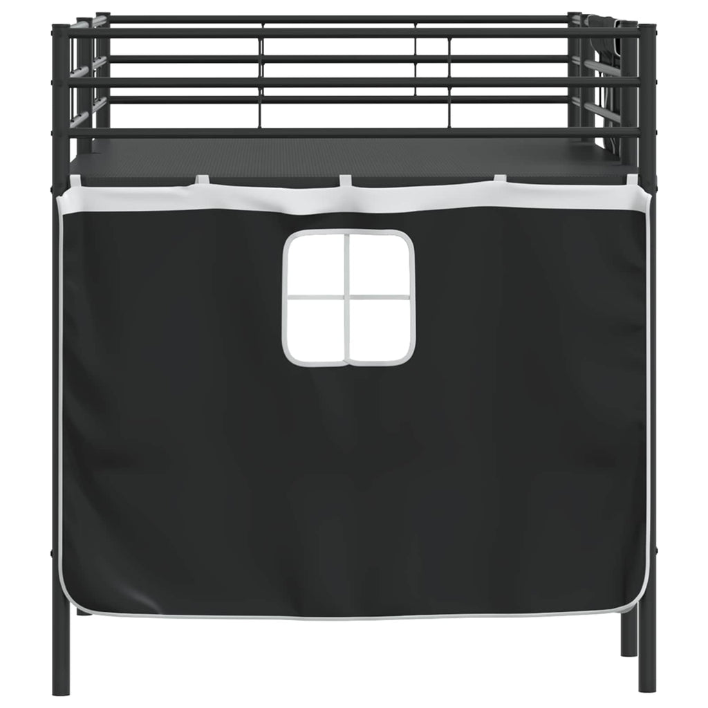 Kinder Loft Bettgestell mit Vorhängen Schwarz 90 x 200 cm