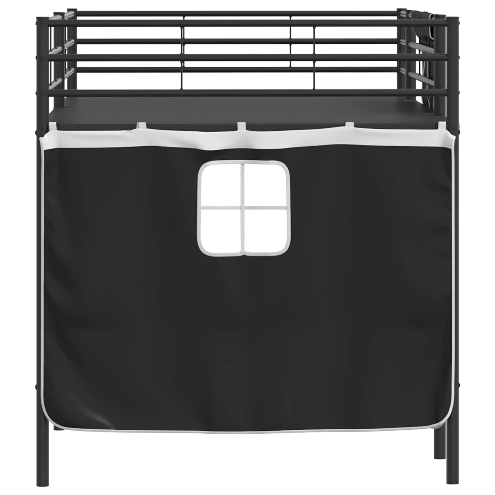 Kinder Loft Bettgestell mit Vorhängen Schwarz 90 x 200 cm