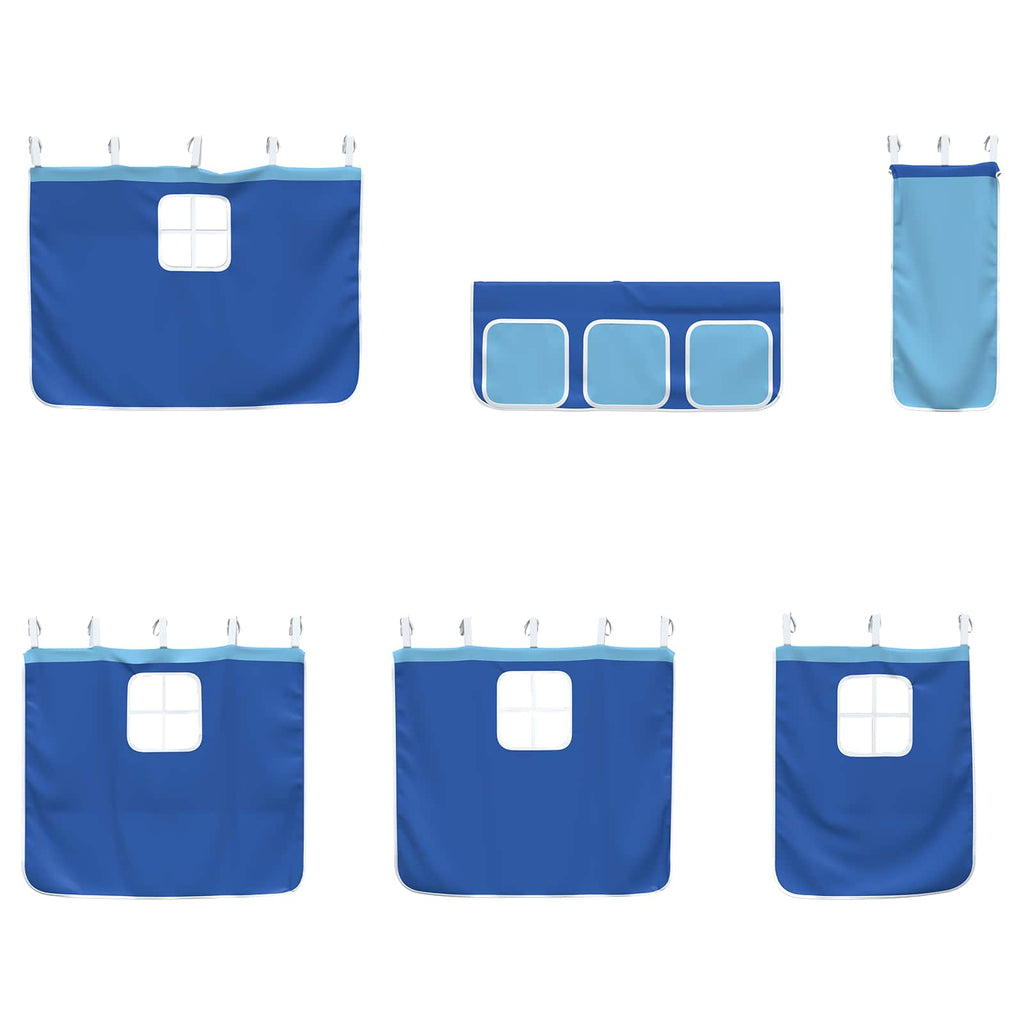 Kinder Loft Bettgestell mit Vorhängen Schwarz und Blau