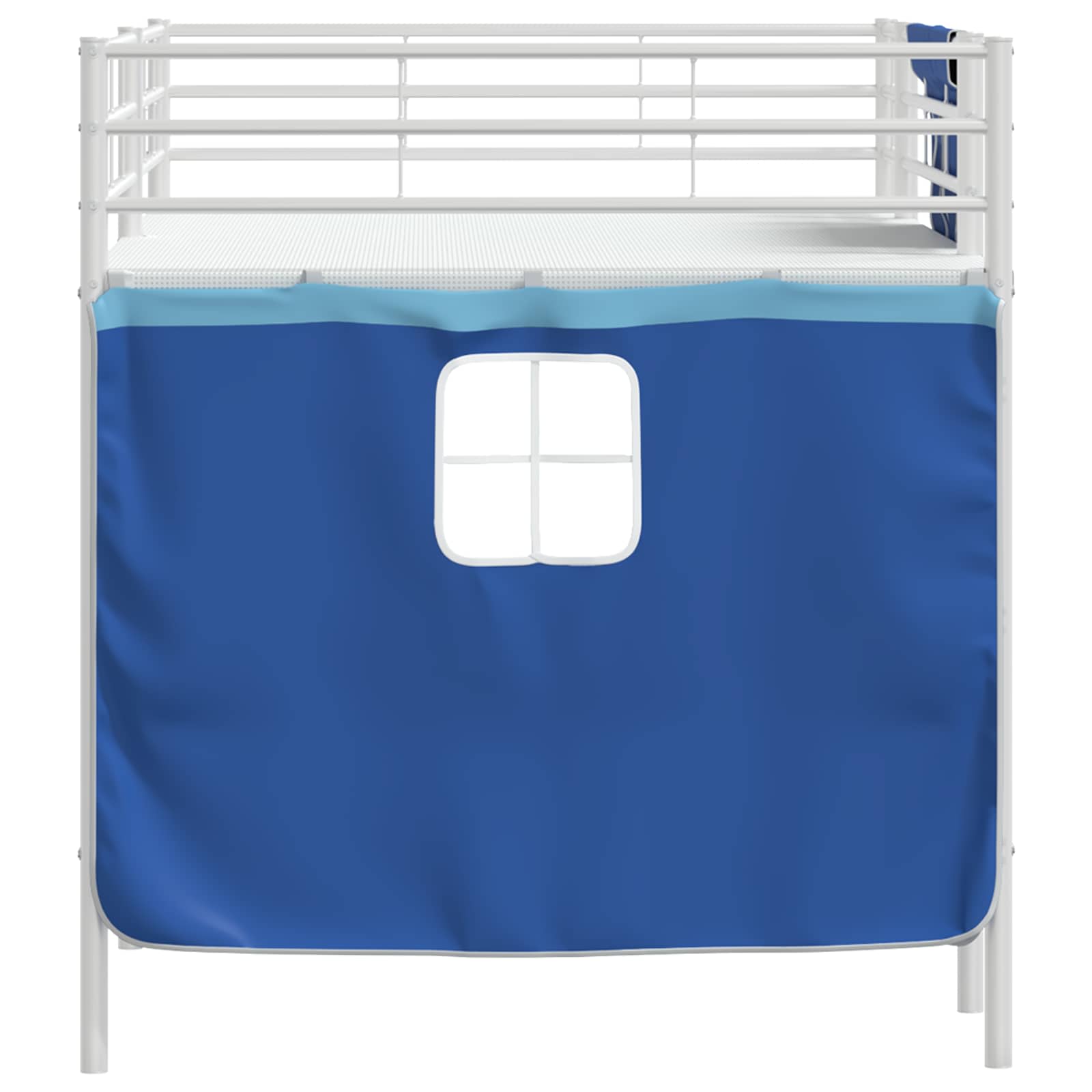 Kinder Loft Bettgestell mit Vorhängen Weiß und Blau 90 x 200 cm