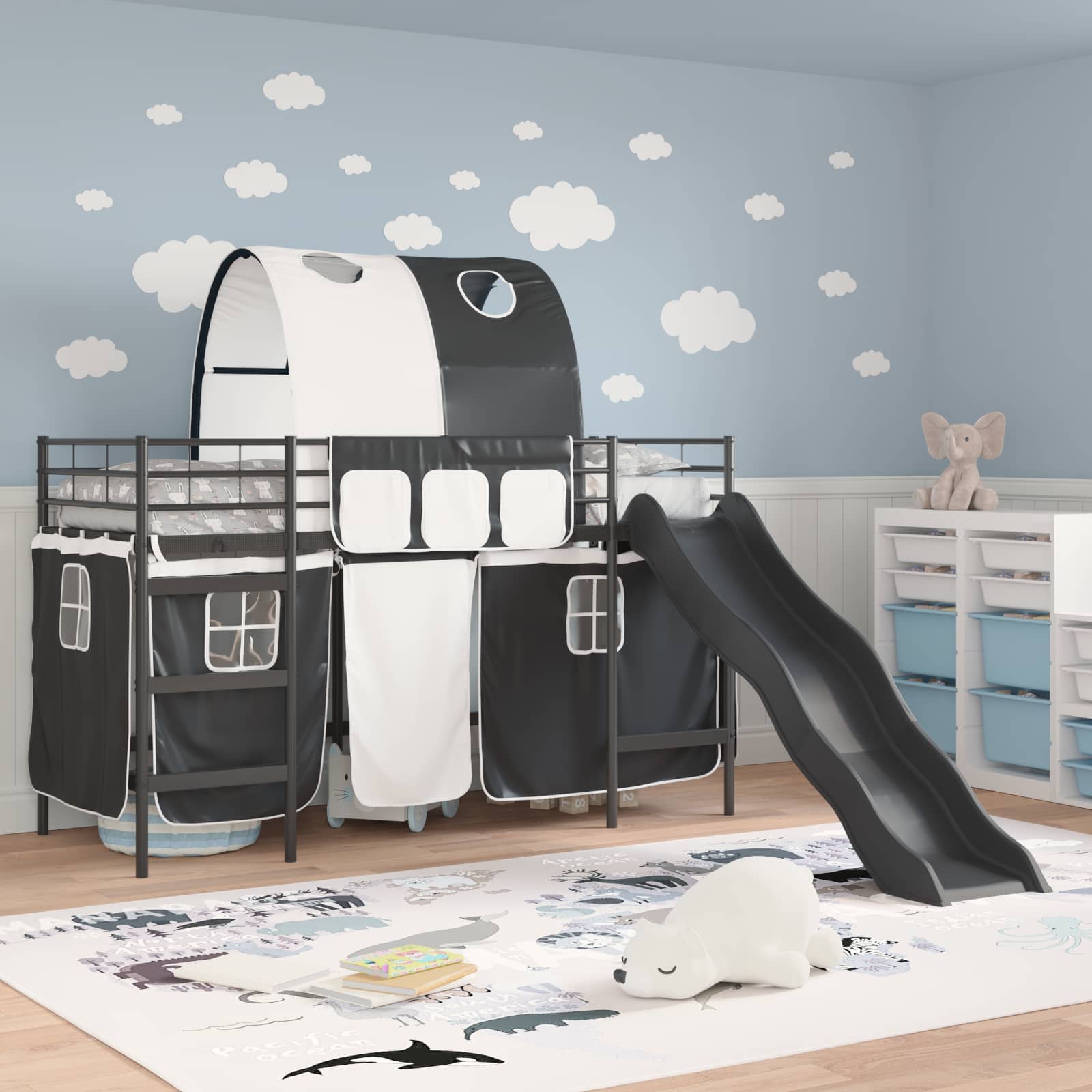 Kinder-Etagenbett Schwarz 90 x 190 cm Metall