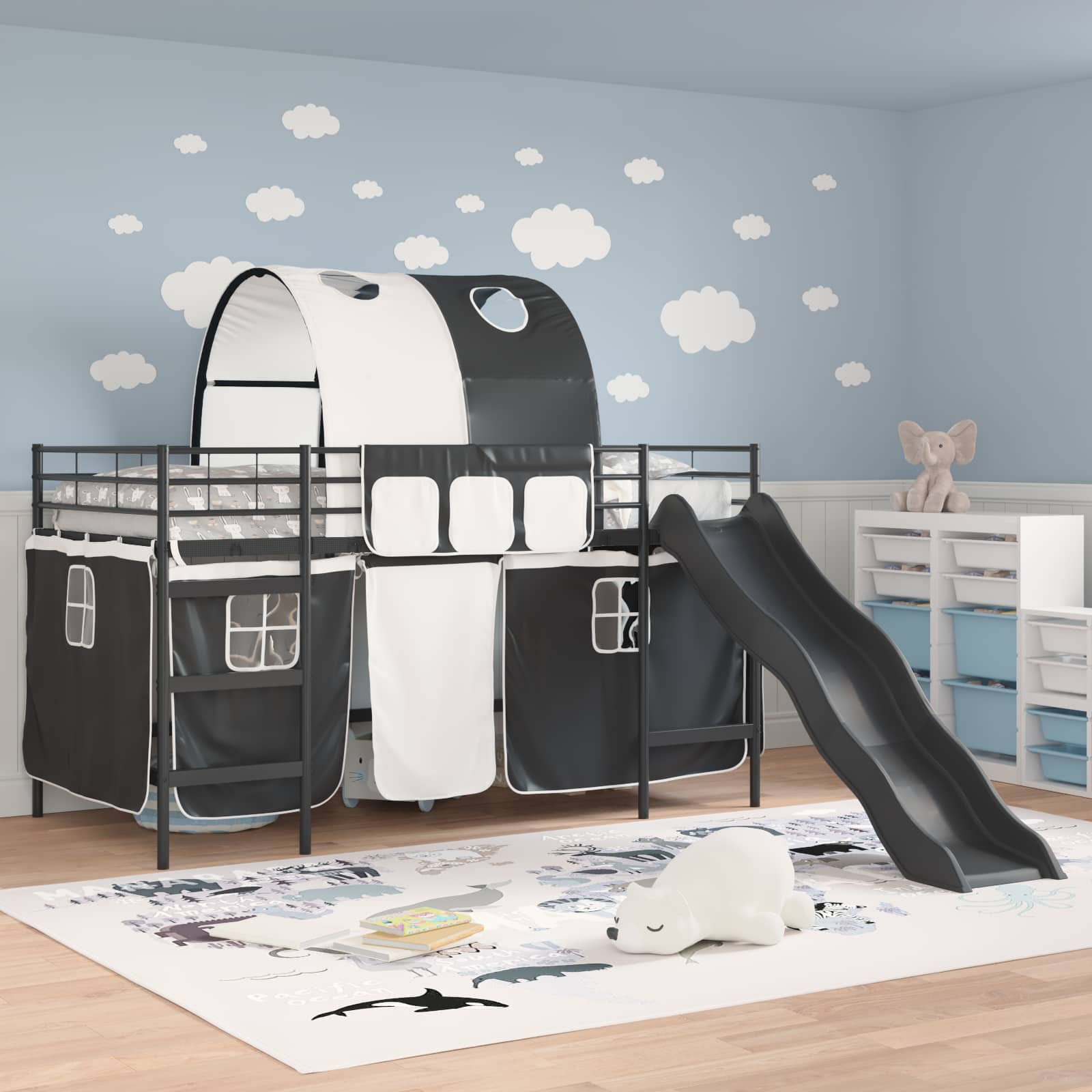 Kinder-Etagenbett Schwarz 100 x 200 cm Metall
