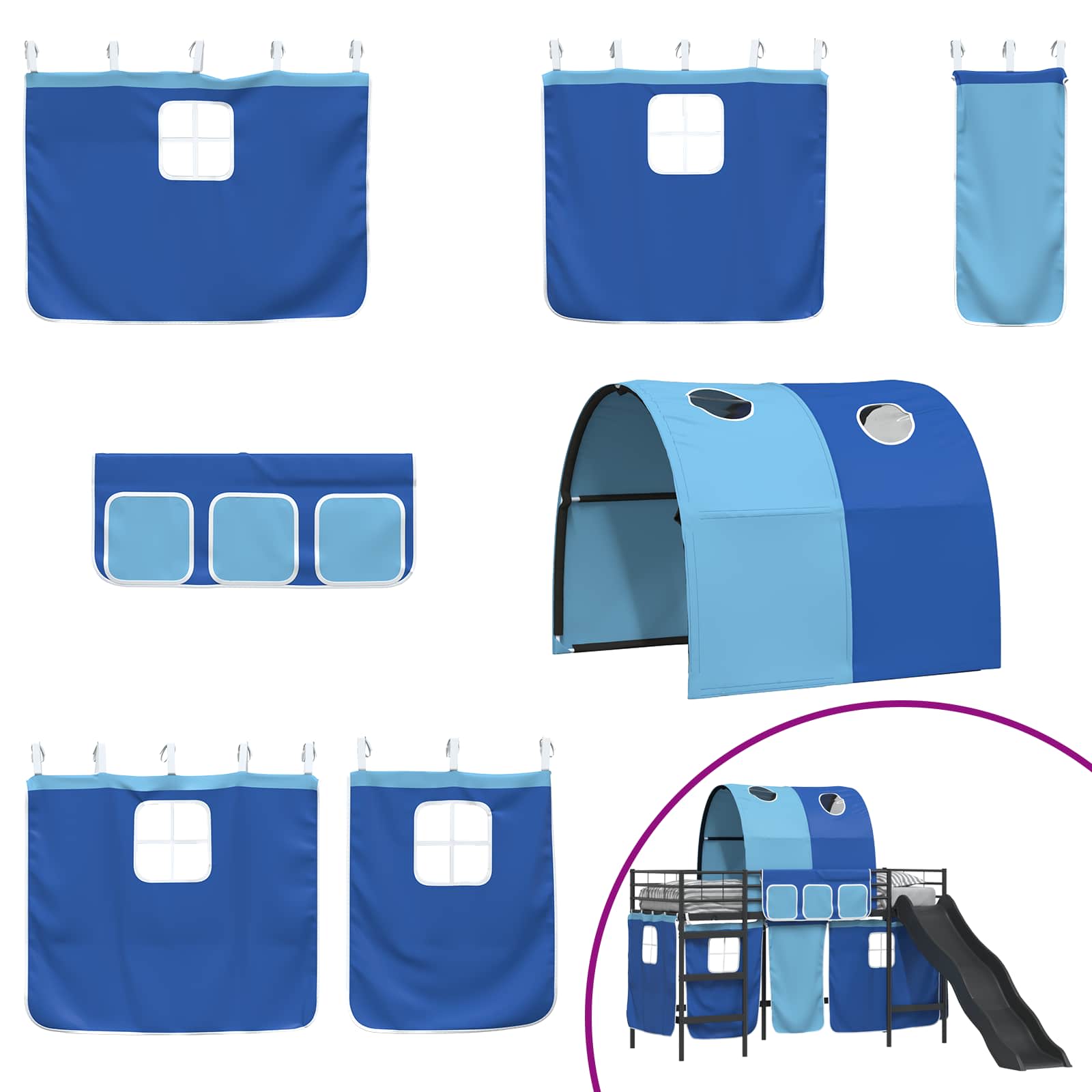 Kinder-Etagenbett Schwarz und Blau 75 x 190 cm Metall