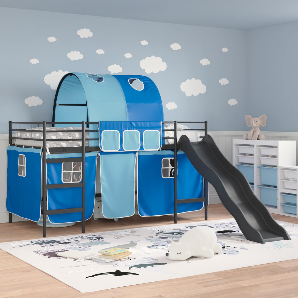 Kinder-Etagenbett Schwarz und Blau 80 x 200 cm Metall