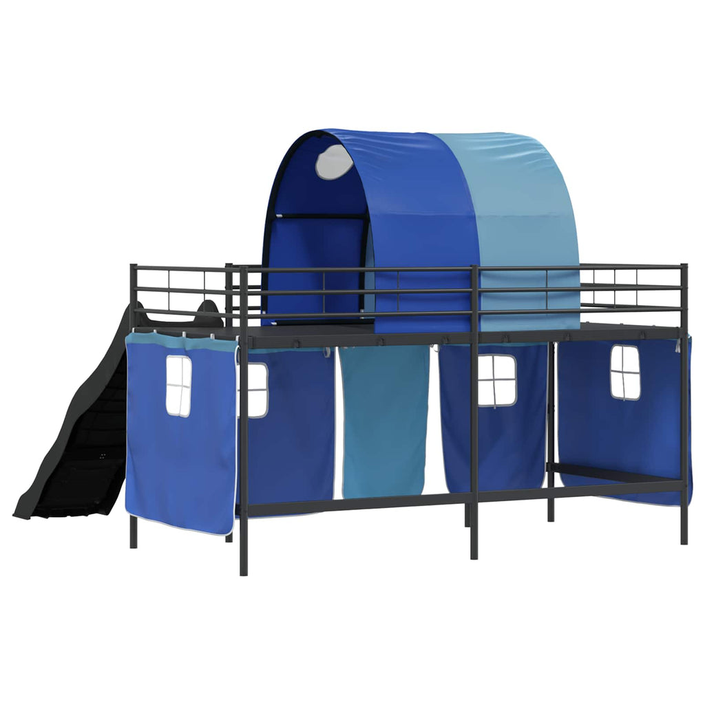 Kinder-Etagenbett Schwarz und Blau 80 x 200 cm Metall