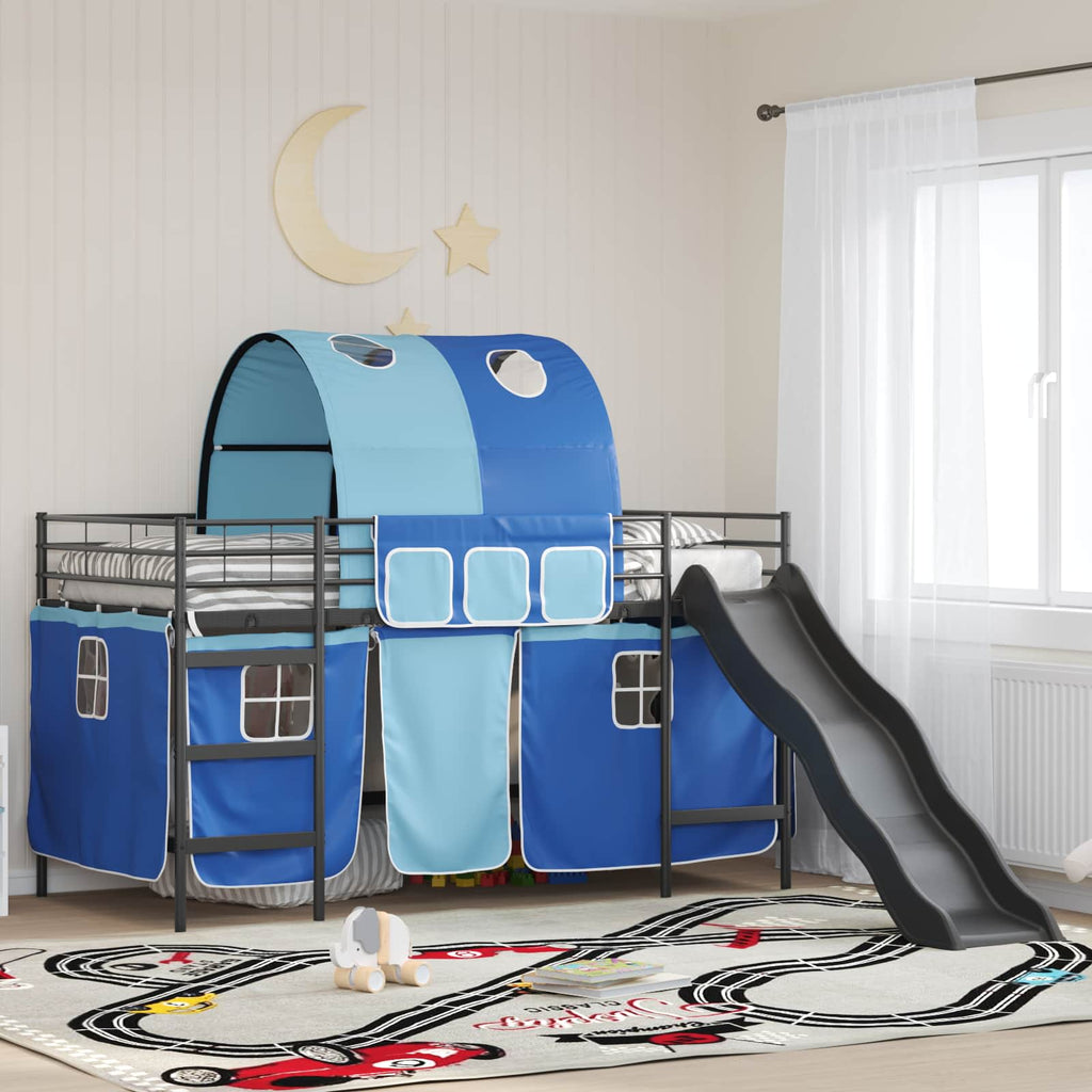 Kinder-Etagenbett Schwarz und Blau 90 x 200 cm Metall