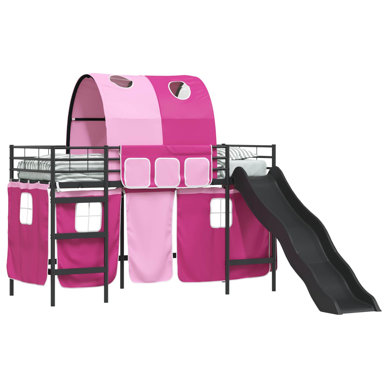 Kinder-Etagenbett Schwarz und Pink 75 x 190 cm Metall
