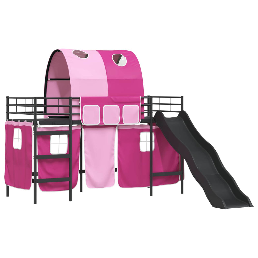 Kinder-Etagenbett Schwarz und Pink 75 x 190 cm Metall