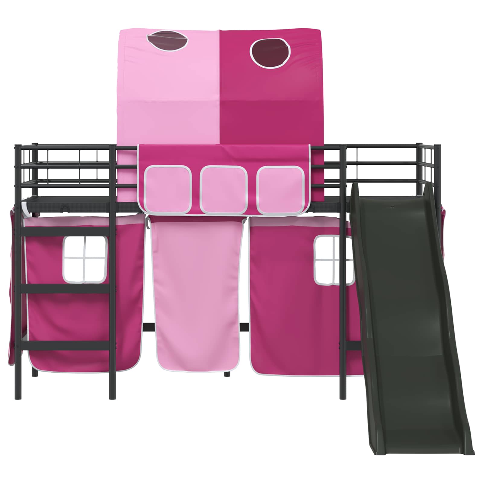 Kinder-Etagenbett Schwarz und Pink 75 x 190 cm Metall
